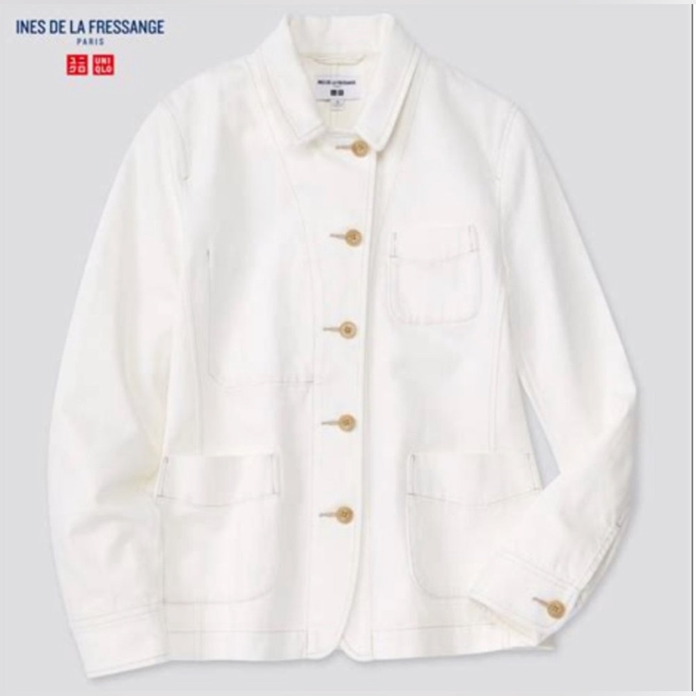 NWT Uniqlo x Ines de la Fressange Coverall/Barn Jacket in White Denim